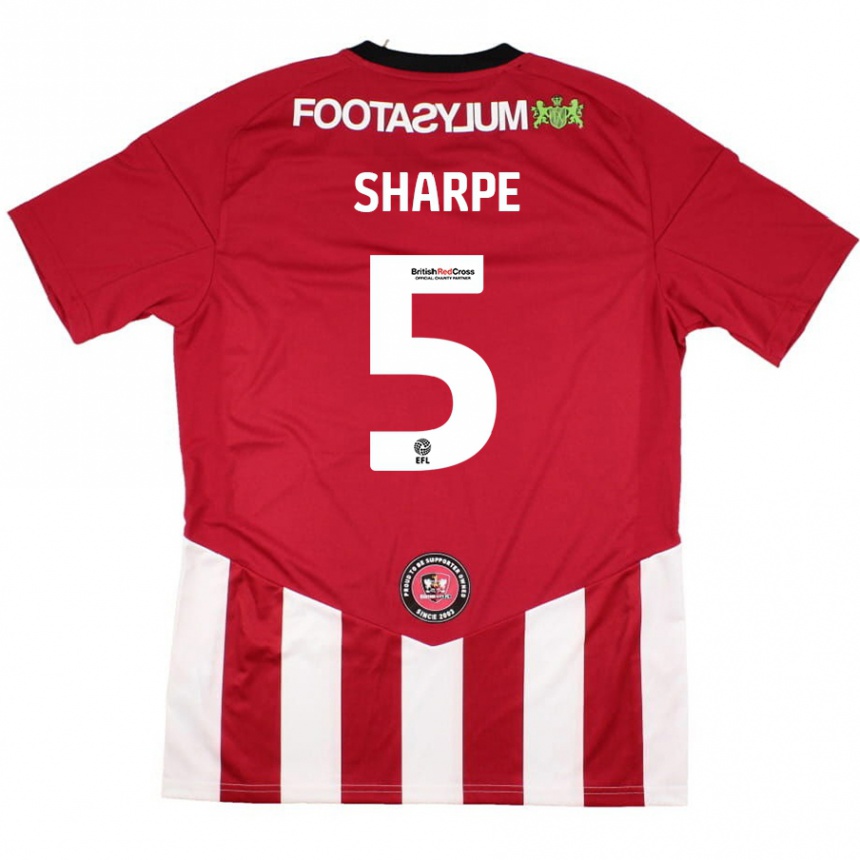 Férfi Labdarúgás Manfy Sharpe #5 Piros Fehér Hazai Jersey 2024/25 Mez Póló Ing