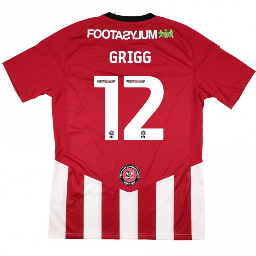 Férfi Labdarúgás Katie Grigg #12 Piros Fehér Hazai Jersey 2024/25 Mez Póló Ing