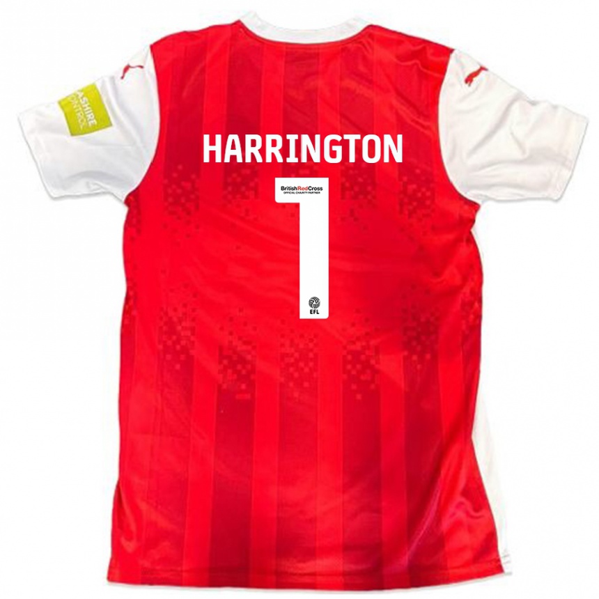 Férfi Labdarúgás David Harrington #1 Piros Fehér Hazai Jersey 2024/25 Mez Póló Ing