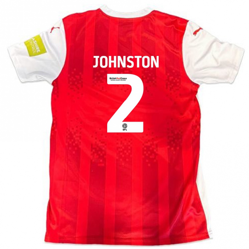 Férfi Labdarúgás Carl Johnston #2 Piros Fehér Hazai Jersey 2024/25 Mez Póló Ing