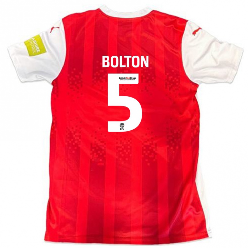 Férfi Labdarúgás James Bolton #5 Piros Fehér Hazai Jersey 2024/25 Mez Póló Ing