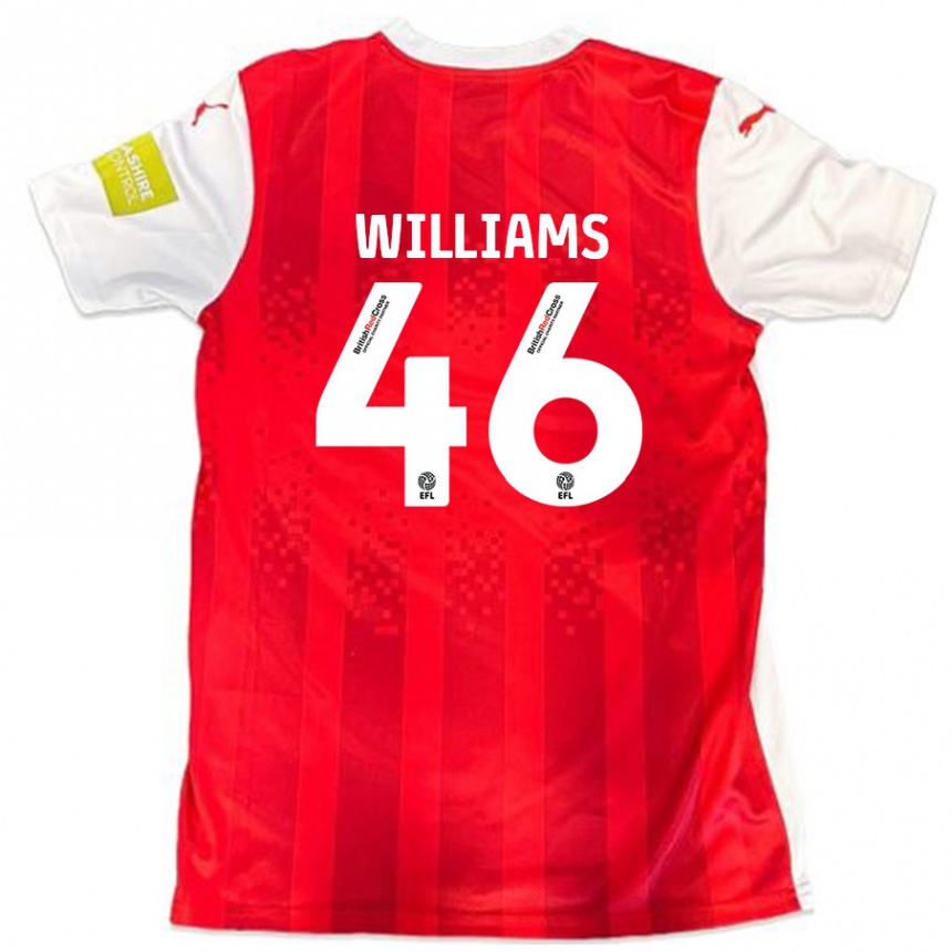 Férfi Labdarúgás Theo Williams #46 Piros Fehér Hazai Jersey 2024/25 Mez Póló Ing