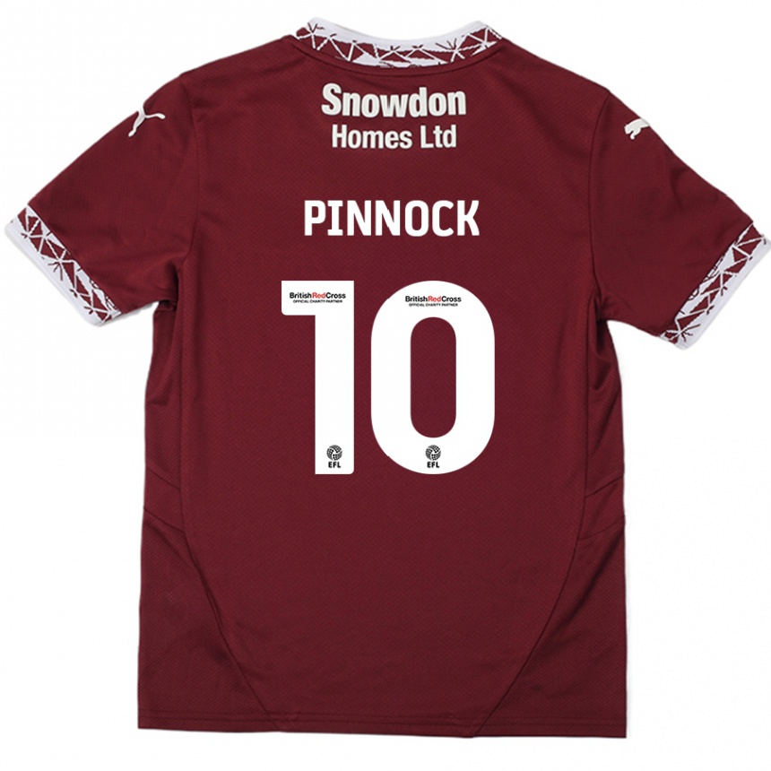 Férfi Labdarúgás Mitch Pinnock #10 Burgundia Hazai Jersey 2024/25 Mez Póló Ing