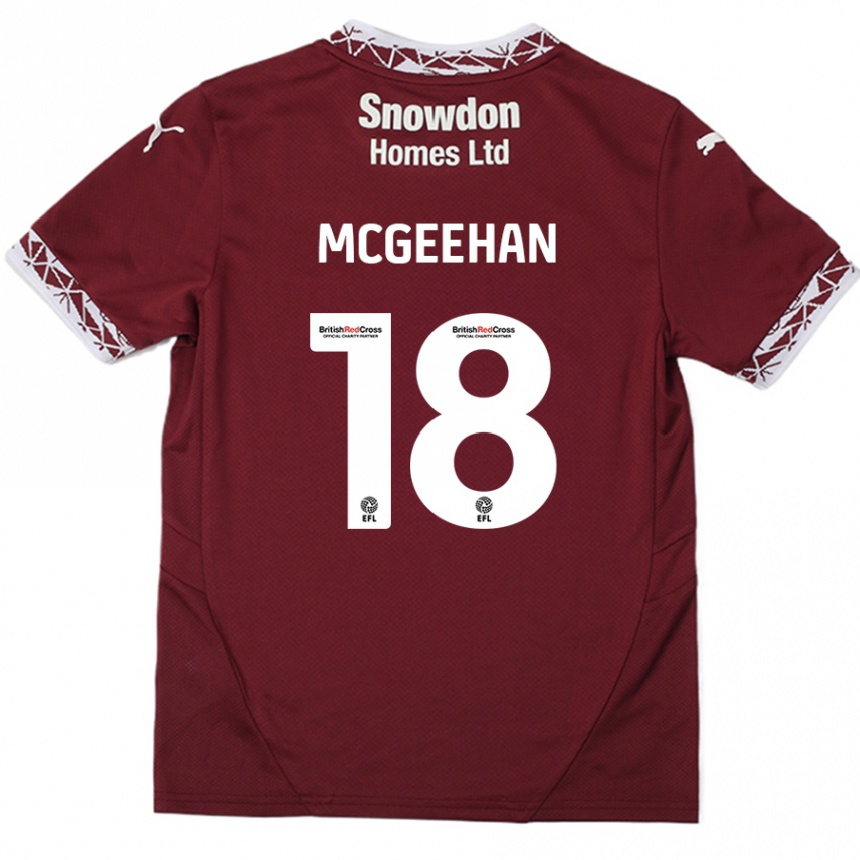 Férfi Labdarúgás Cameron Mcgeehan #18 Burgundia Hazai Jersey 2024/25 Mez Póló Ing