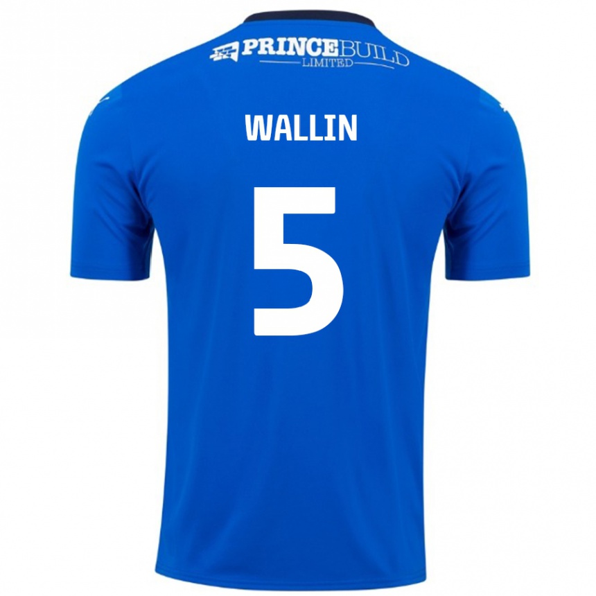 Férfi Labdarúgás Oscar Wallin #5 Kék Fehér Hazai Jersey 2024/25 Mez Póló Ing