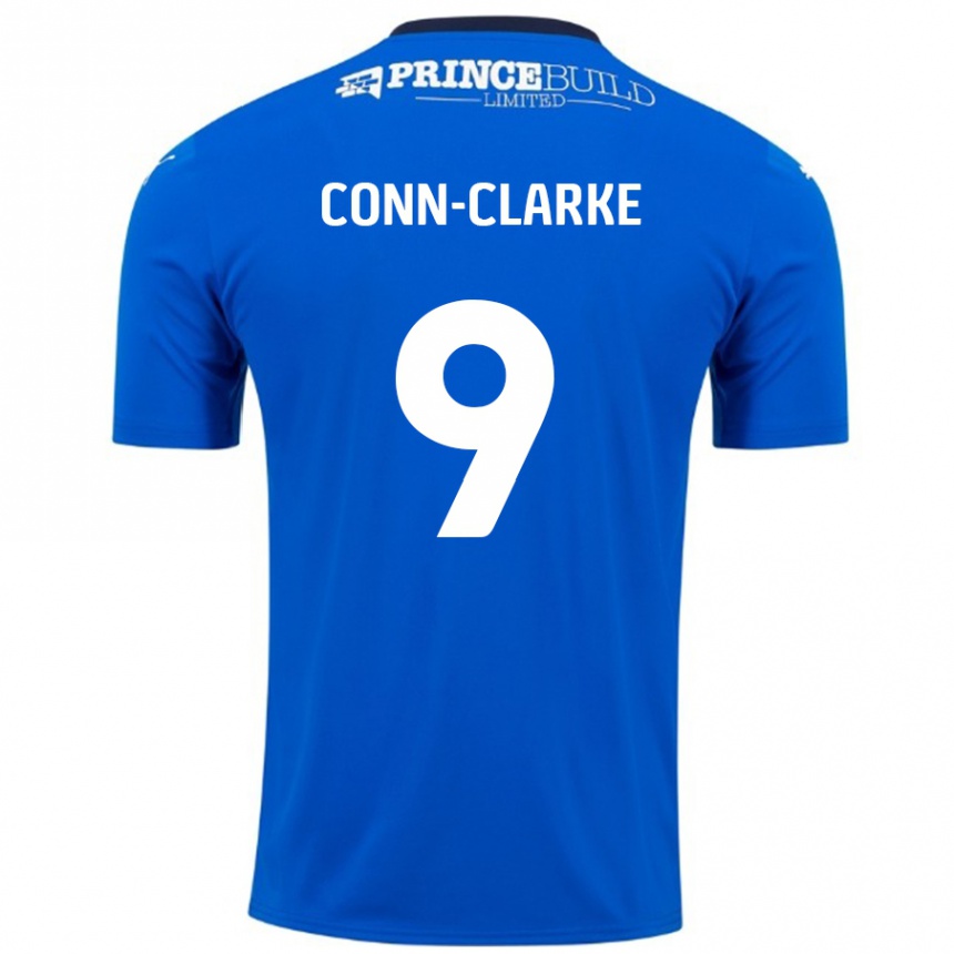 Férfi Labdarúgás Chris Conn-Clarke #9 Kék Fehér Hazai Jersey 2024/25 Mez Póló Ing