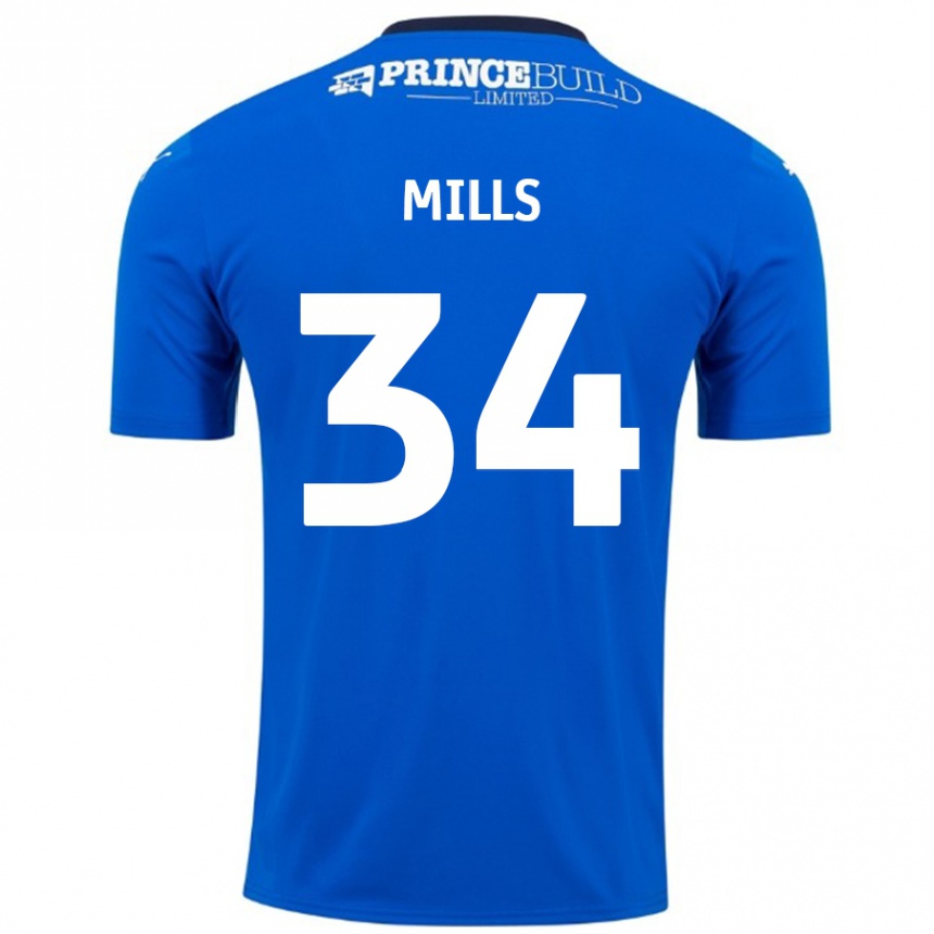 Férfi Labdarúgás Harley Mills #34 Kék Fehér Hazai Jersey 2024/25 Mez Póló Ing