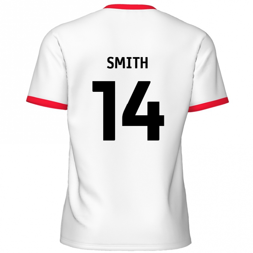 Férfi Labdarúgás Kane Smith #14 Fehér Piros Hazai Jersey 2024/25 Mez Póló Ing