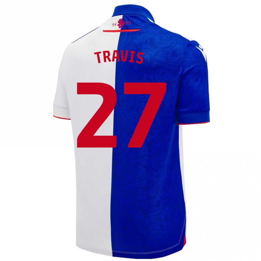 Férfi Labdarúgás Lewis Travis #27 Égszínkék Fehér Hazai Jersey 2024/25 Mez Póló Ing