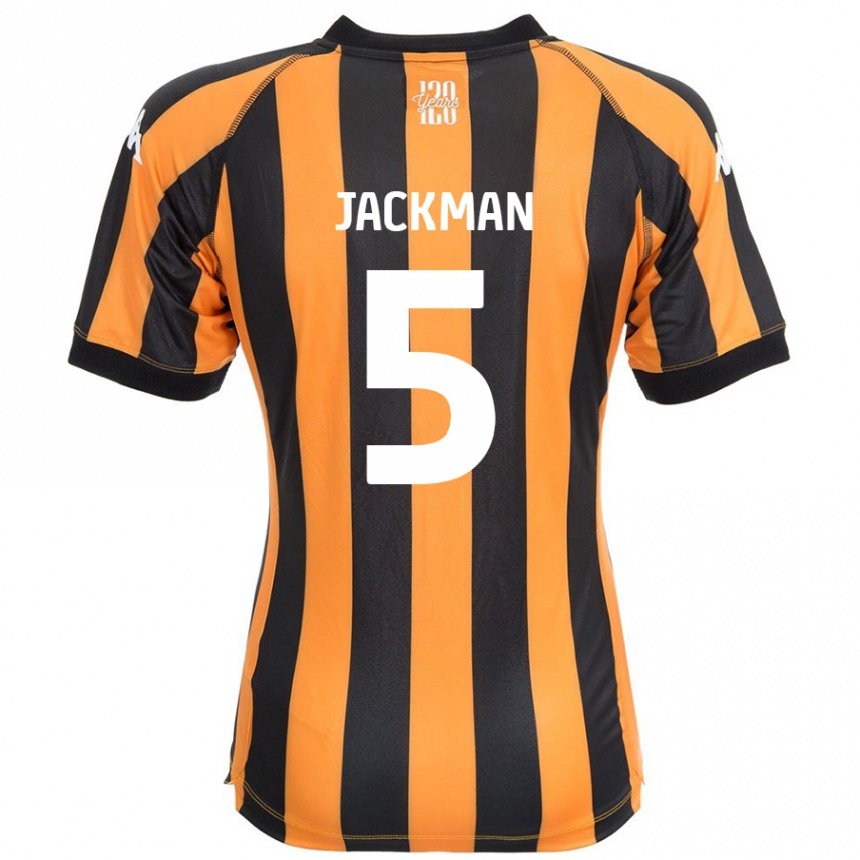 Férfi Labdarúgás Ellice Jackman #5 Fekete Borostyán Hazai Jersey 2024/25 Mez Póló Ing