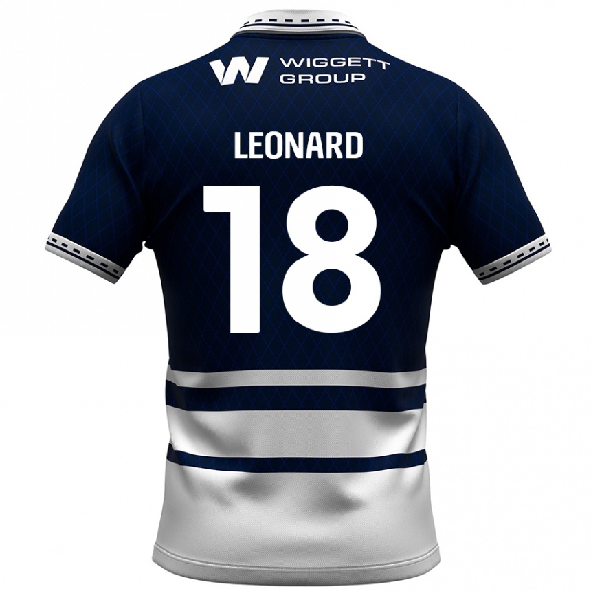 Férfi Labdarúgás Ryan Leonard #18 Sötétkék Fehér Hazai Jersey 2024/25 Mez Póló Ing