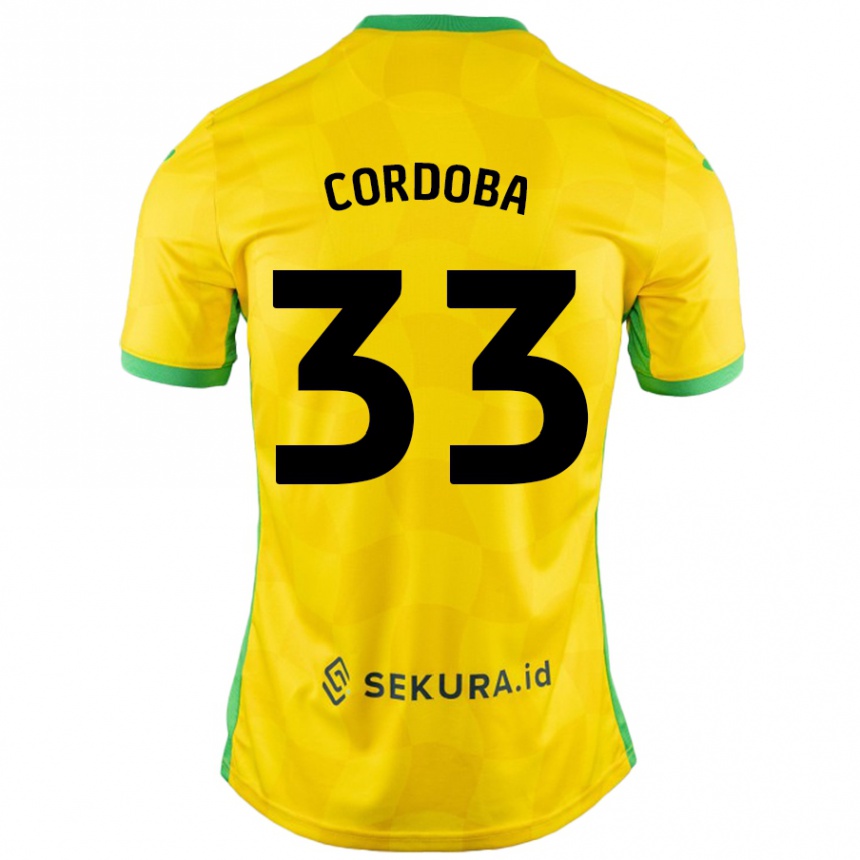 Férfi Labdarúgás José Córdoba #33 Sárga Zöld Hazai Jersey 2024/25 Mez Póló Ing