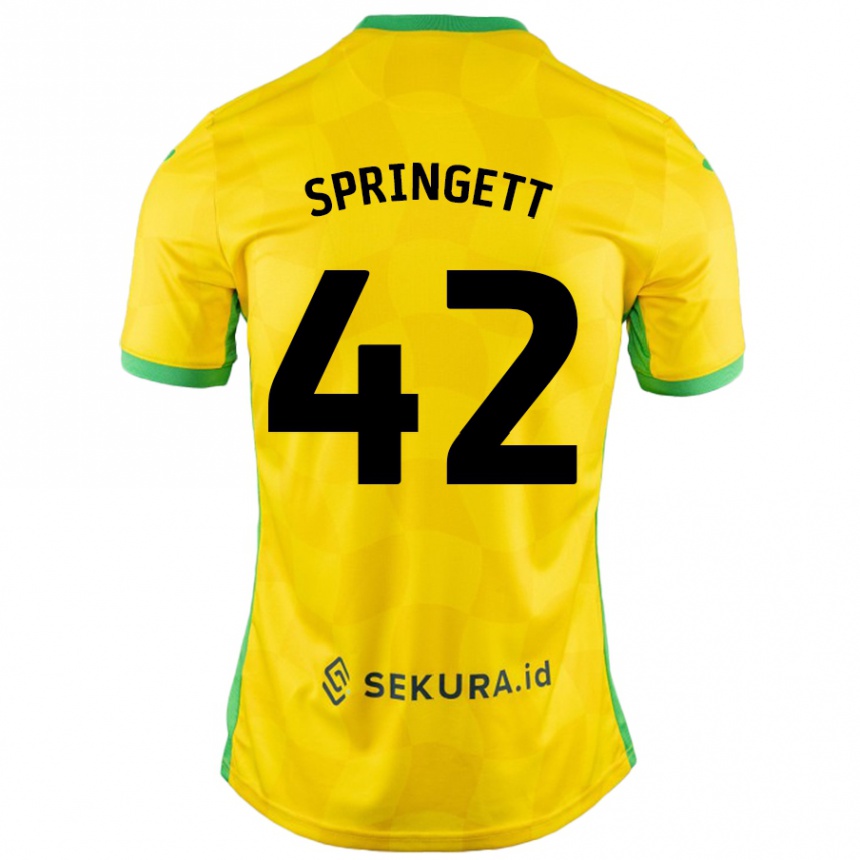 Férfi Labdarúgás Tony Springett #42 Sárga Zöld Hazai Jersey 2024/25 Mez Póló Ing