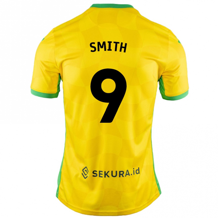 Férfi Labdarúgás Ellie Smith #9 Sárga Zöld Hazai Jersey 2024/25 Mez Póló Ing