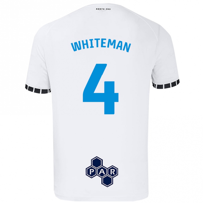 Férfi Labdarúgás Ben Whiteman #4 Fehér Hazai Jersey 2024/25 Mez Póló Ing