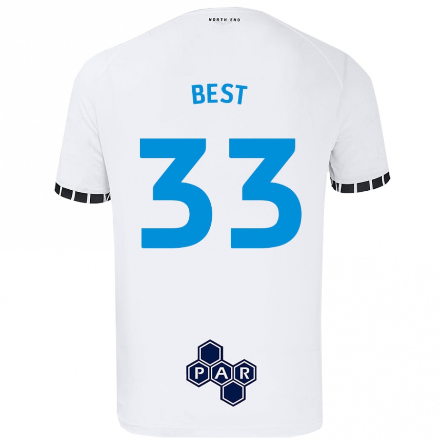 Férfi Labdarúgás Kian Best #33 Fehér Hazai Jersey 2024/25 Mez Póló Ing