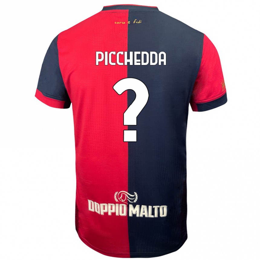 Férfi Labdarúgás Marco Picchedda #0 Piros Sötétebb Kék Hazai Jersey 2024/25 Mez Póló Ing