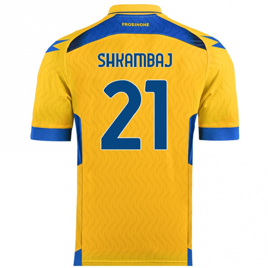 Férfi Labdarúgás Ardit Shkambaj #21 Sárga Hazai Jersey 2024/25 Mez Póló Ing