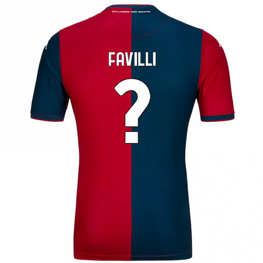 Férfi Labdarúgás Andrea Favilli #0 Piros Sötétkék Hazai Jersey 2024/25 Mez Póló Ing