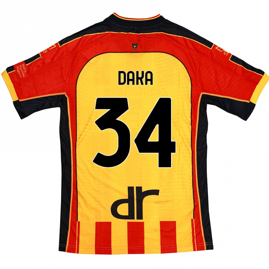 Férfi Labdarúgás Dario Daka #34 Sárga Piros Hazai Jersey 2024/25 Mez Póló Ing