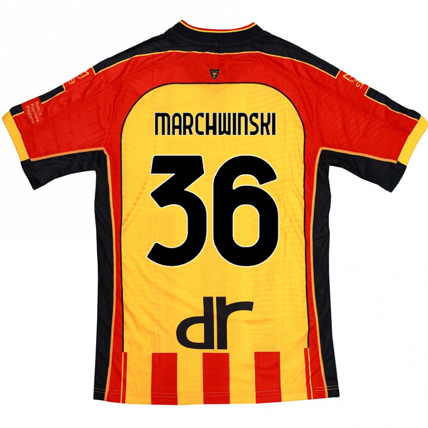 Férfi Labdarúgás Filip Marchwinski #36 Sárga Piros Hazai Jersey 2024/25 Mez Póló Ing