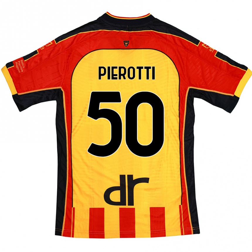 Férfi Labdarúgás Santiago Pierotti #50 Sárga Piros Hazai Jersey 2024/25 Mez Póló Ing