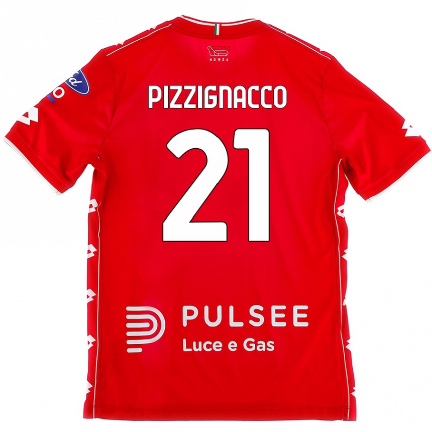 Férfi Labdarúgás Semuel Pizzignacco #21 Piros Fehér Hazai Jersey 2024/25 Mez Póló Ing