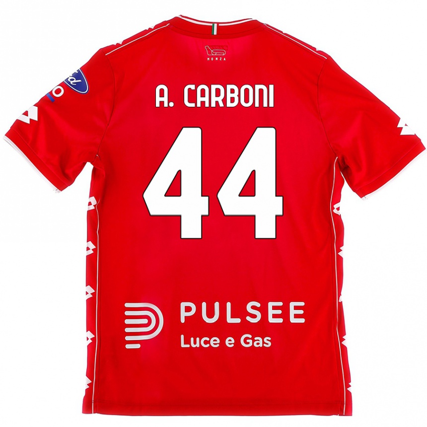 Férfi Labdarúgás Andrea Carboni #44 Piros Fehér Hazai Jersey 2024/25 Mez Póló Ing