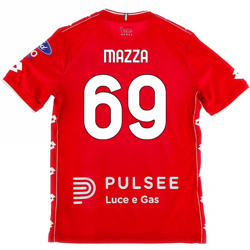 Férfi Labdarúgás Andrea Mazza #69 Piros Fehér Hazai Jersey 2024/25 Mez Póló Ing