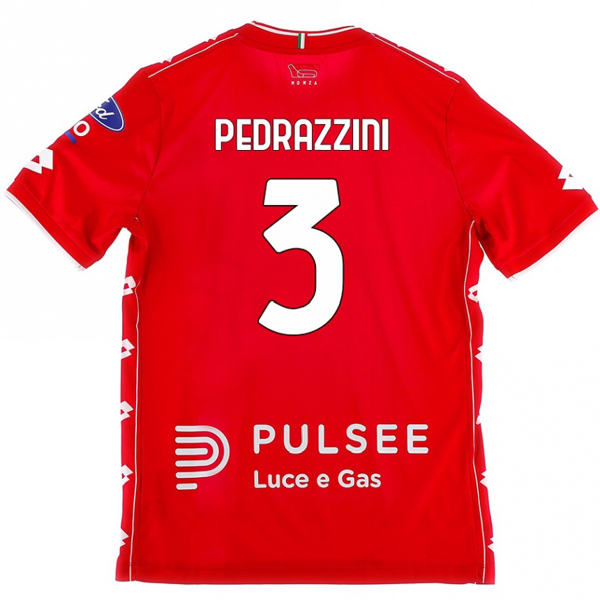 Férfi Labdarúgás Carlo Pedrazzini #3 Piros Fehér Hazai Jersey 2024/25 Mez Póló Ing