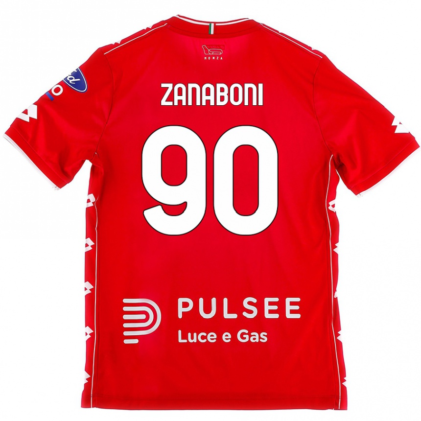 Férfi Labdarúgás Emanuele Zanaboni #90 Piros Fehér Hazai Jersey 2024/25 Mez Póló Ing