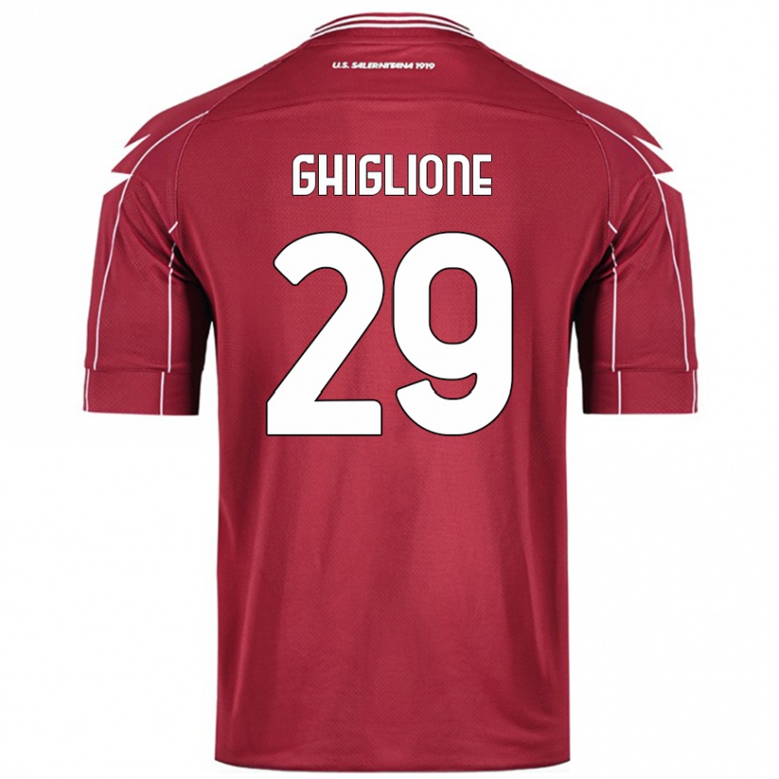 Férfi Labdarúgás Paolo Ghiglione #29 Burgundia Hazai Jersey 2024/25 Mez Póló Ing