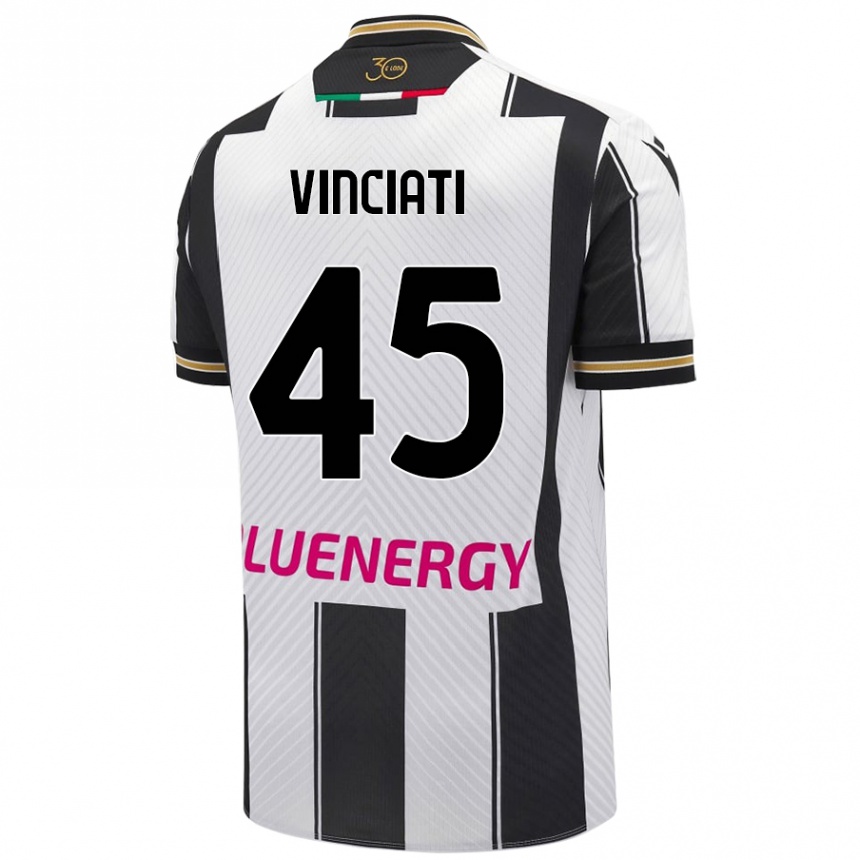 Férfi Labdarúgás Giulio Vinciati #45 Fehér Fekete Hazai Jersey 2024/25 Mez Póló Ing