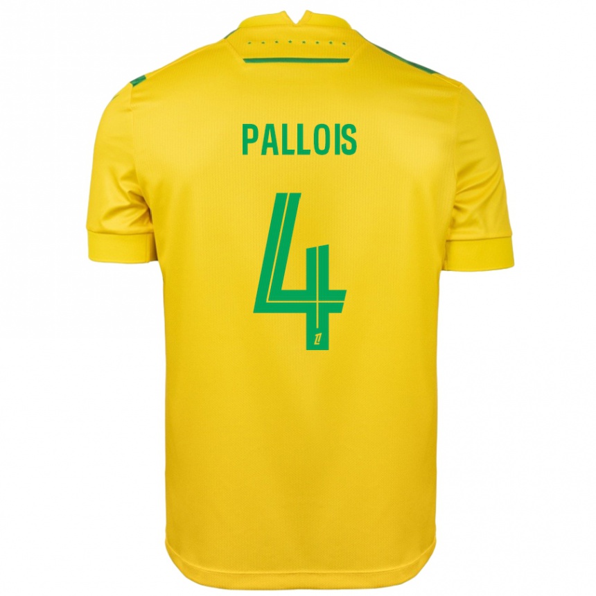 Férfi Labdarúgás Nicolas Pallois #4 Sárga Zöld Hazai Jersey 2024/25 Mez Póló Ing