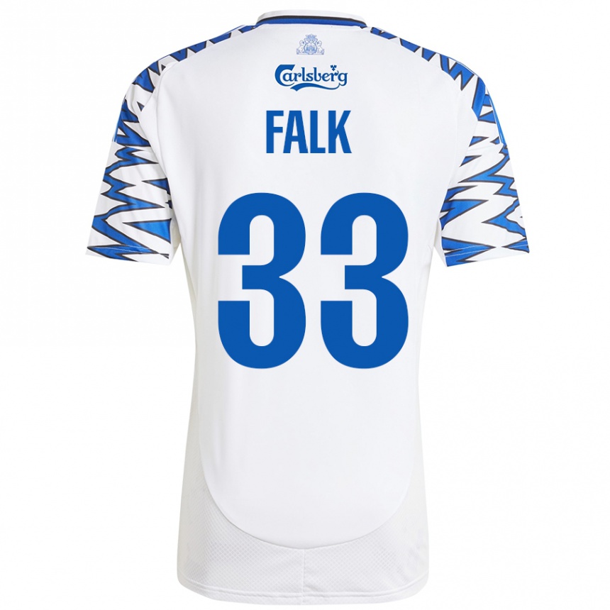 Férfi Labdarúgás Rasmus Falk #33 Fehér Ég Kék Hazai Jersey 2024/25 Mez Póló Ing