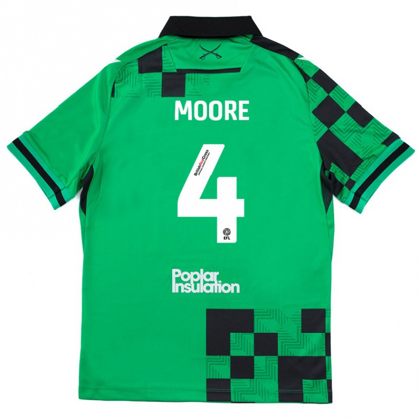 Férfi Labdarúgás Taylor Moore #4 Zöld Fekete Idegenbeli Jersey 2024/25 Mez Póló Ing