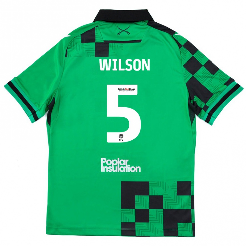 Férfi Labdarúgás James Wilson #5 Zöld Fekete Idegenbeli Jersey 2024/25 Mez Póló Ing