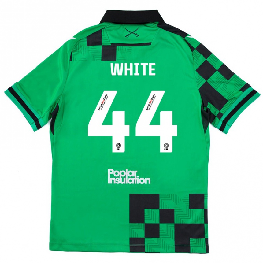 Férfi Labdarúgás Charlie White #44 Zöld Fekete Idegenbeli Jersey 2024/25 Mez Póló Ing