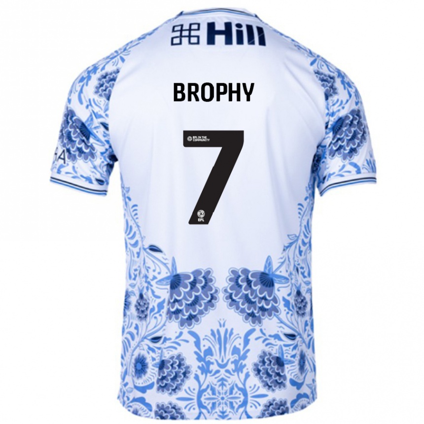 Férfi Labdarúgás James Brophy #7 Fehér Kék Idegenbeli Jersey 2024/25 Mez Póló Ing