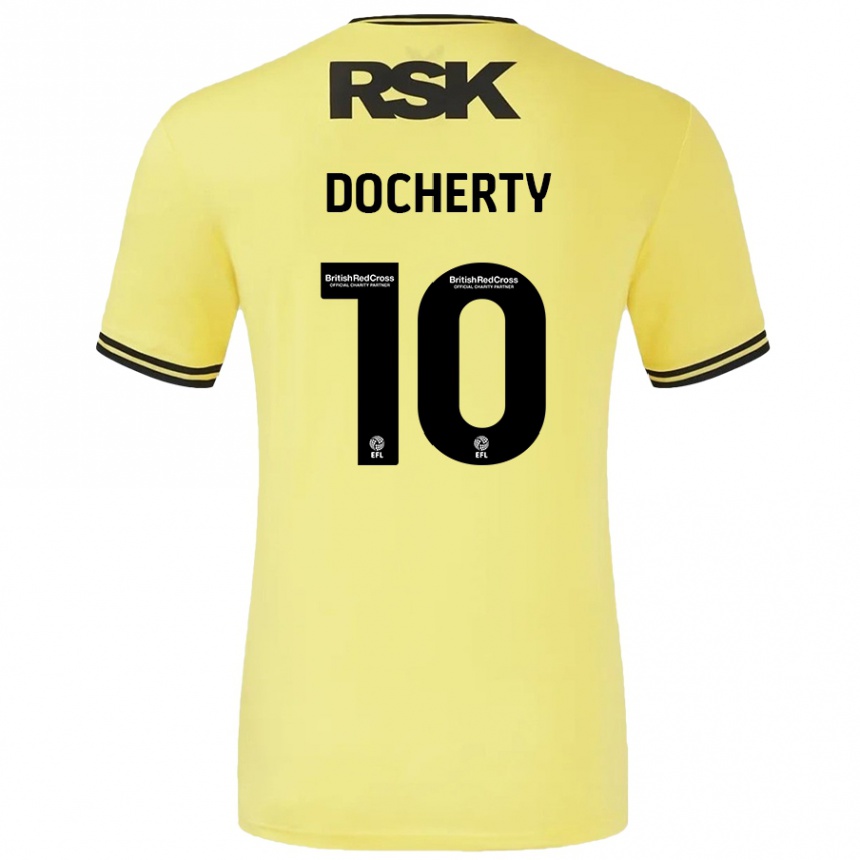 Férfi Labdarúgás Greg Docherty #10 Sárga Fekete Idegenbeli Jersey 2024/25 Mez Póló Ing