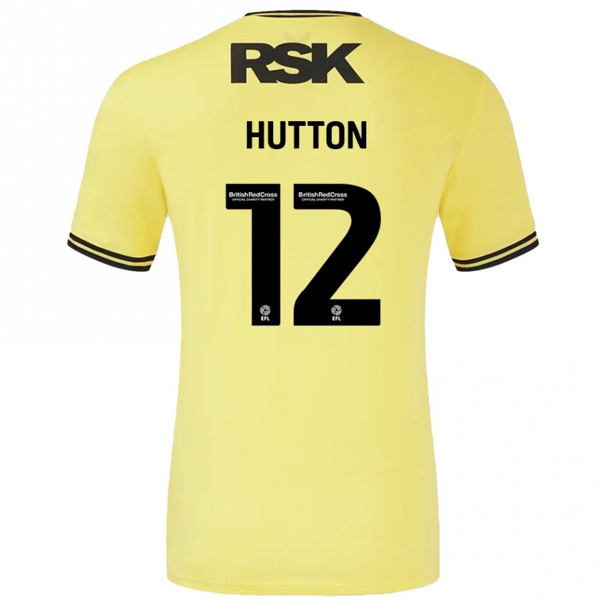 Férfi Labdarúgás Jodie Hutton #12 Sárga Fekete Idegenbeli Jersey 2024/25 Mez Póló Ing