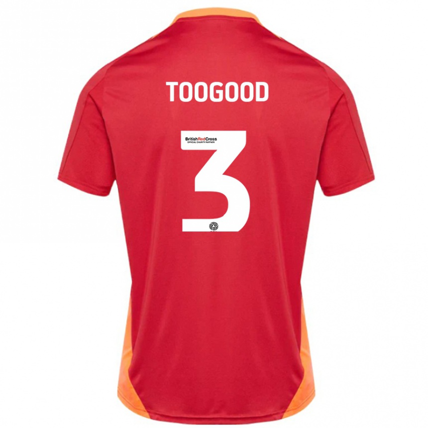 Férfi Labdarúgás Emily Toogood #3 Kék Törtfehér Idegenbeli Jersey 2024/25 Mez Póló Ing