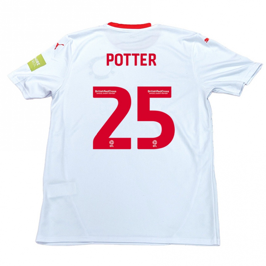 Férfi Labdarúgás Finley Potter #25 Fehér Idegenbeli Jersey 2024/25 Mez Póló Ing