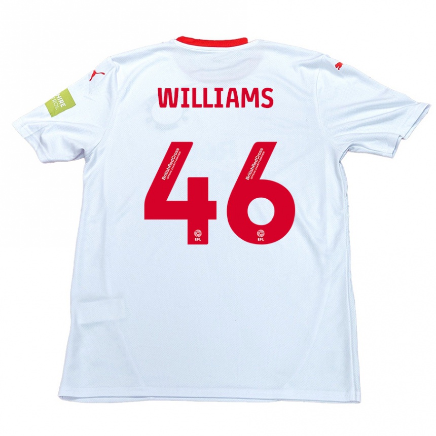 Férfi Labdarúgás Theo Williams #46 Fehér Idegenbeli Jersey 2024/25 Mez Póló Ing