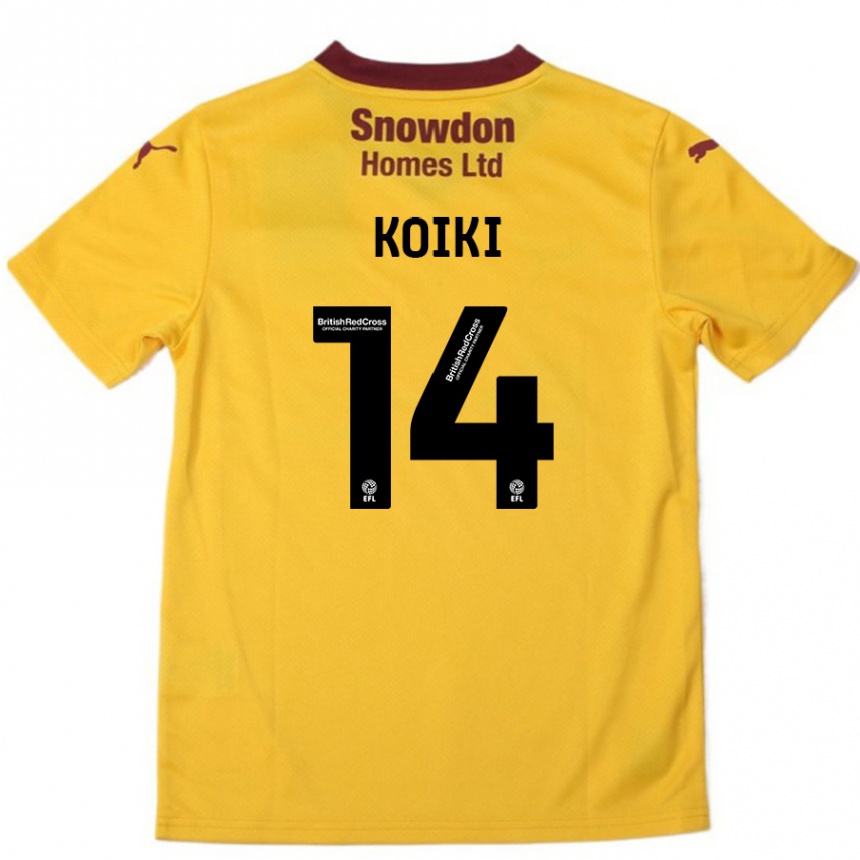 Férfi Labdarúgás Ali Koiki #14 Narancssárga Burgundi Idegenbeli Jersey 2024/25 Mez Póló Ing