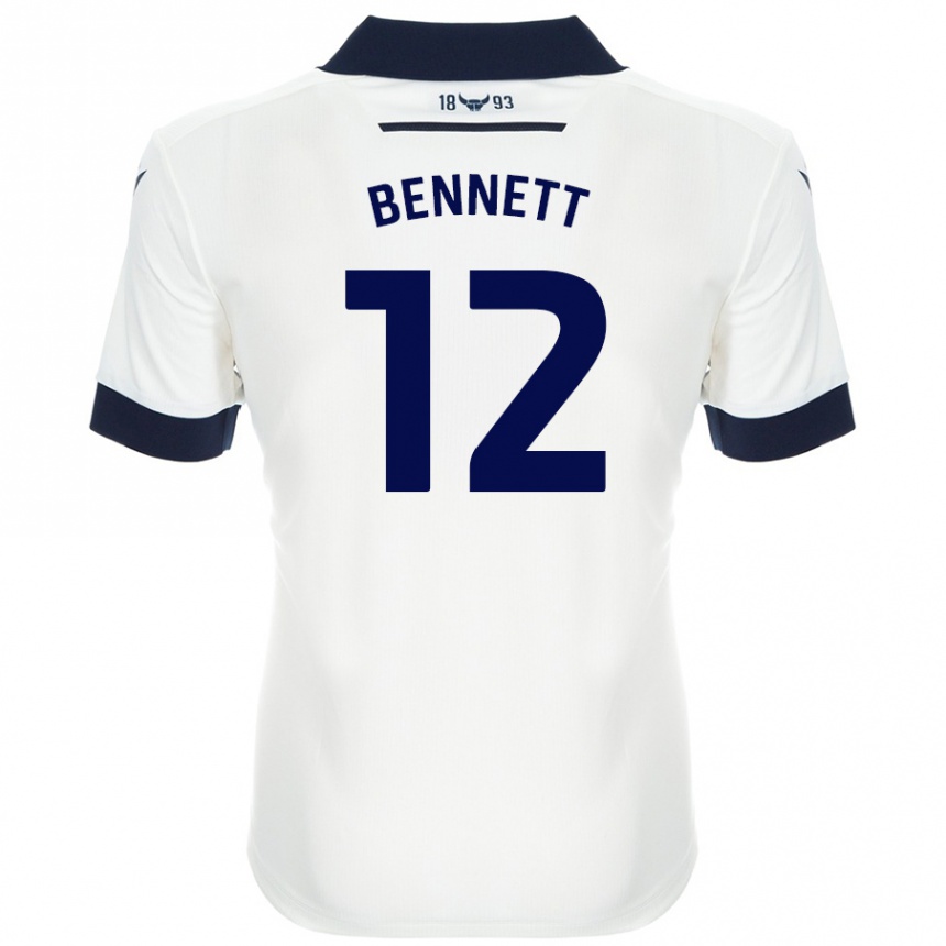 Férfi Labdarúgás Joe Bennett #12 Fehér Sötétkék Idegenbeli Jersey 2024/25 Mez Póló Ing