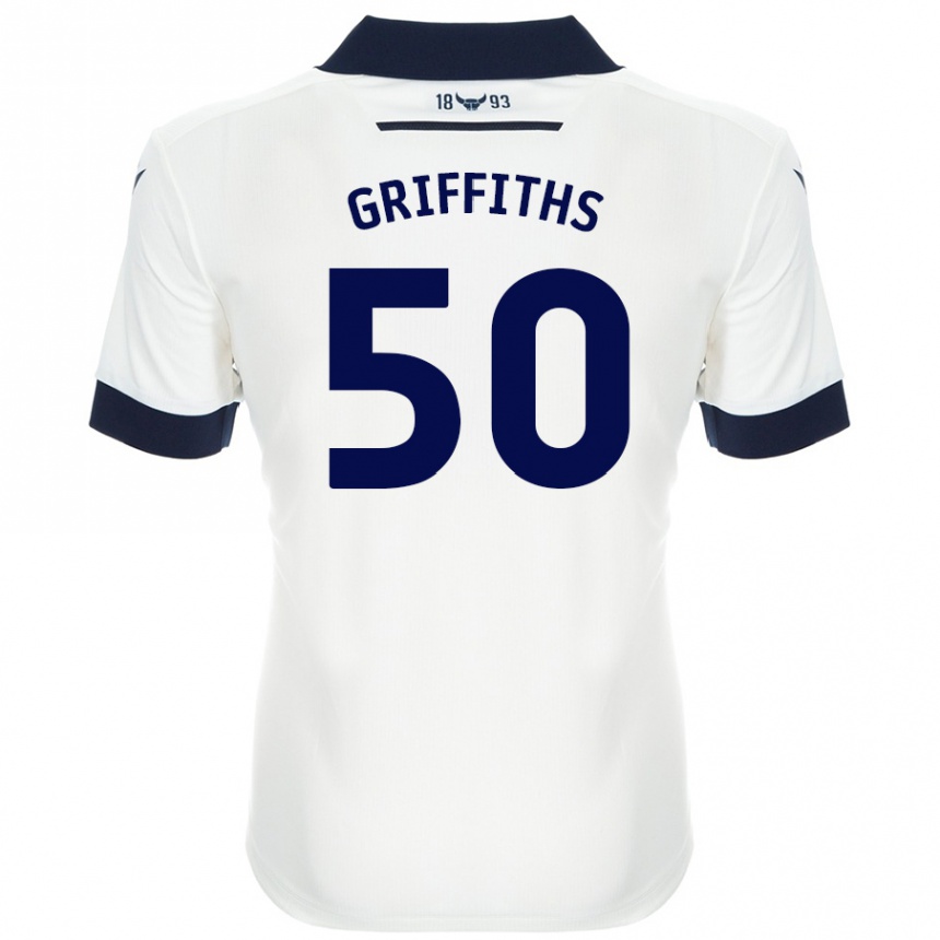 Férfi Labdarúgás Louis Griffiths #50 Fehér Sötétkék Idegenbeli Jersey 2024/25 Mez Póló Ing