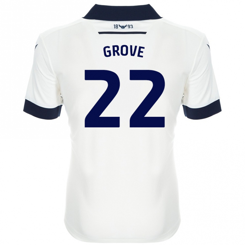 Férfi Labdarúgás Jade Grove #22 Fehér Sötétkék Idegenbeli Jersey 2024/25 Mez Póló Ing