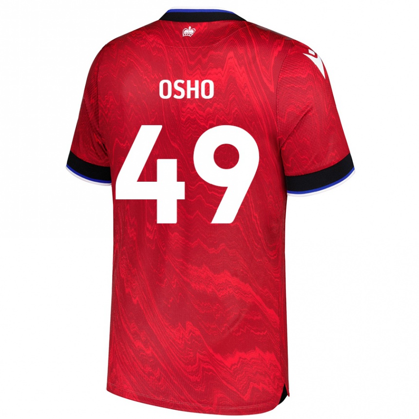 Férfi Labdarúgás Emmanuel Osho #49 Piros Fekete Idegenbeli Jersey 2024/25 Mez Póló Ing