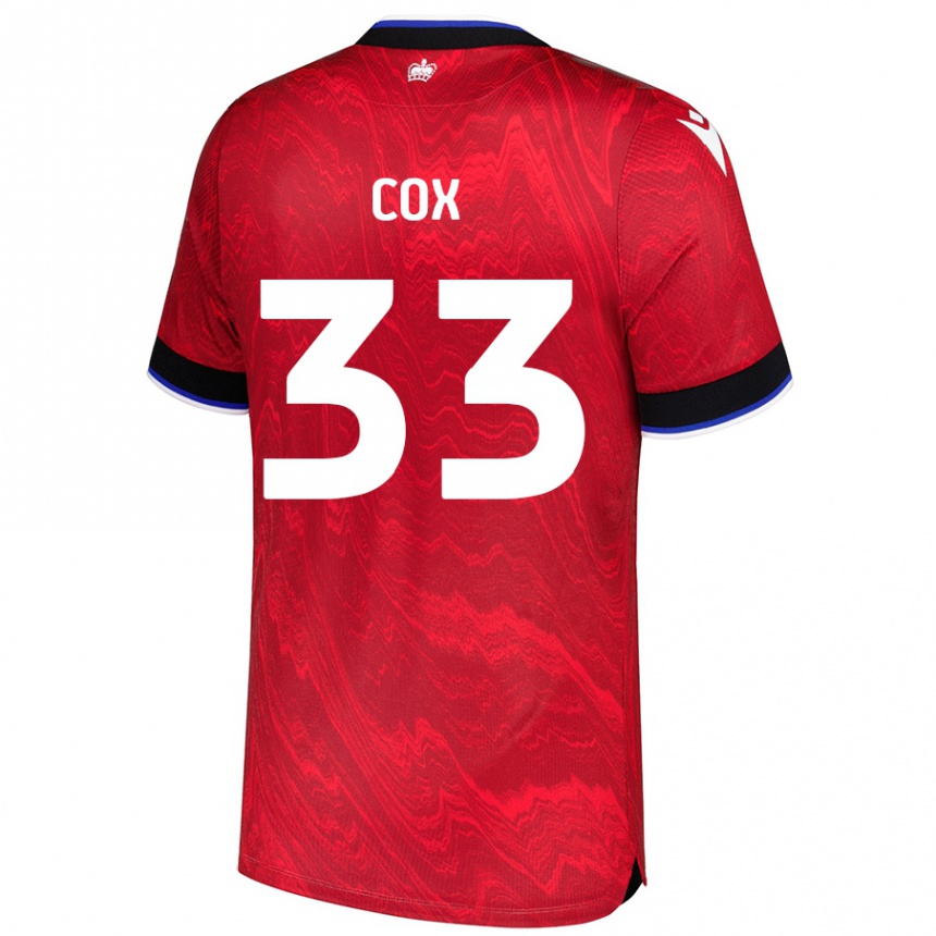 Férfi Labdarúgás Bella Cox #33 Piros Fekete Idegenbeli Jersey 2024/25 Mez Póló Ing